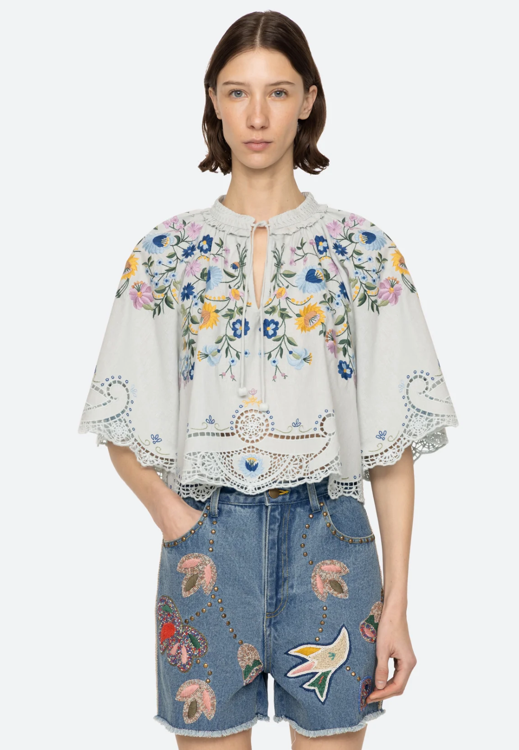 CELIA EMB S/S TOP