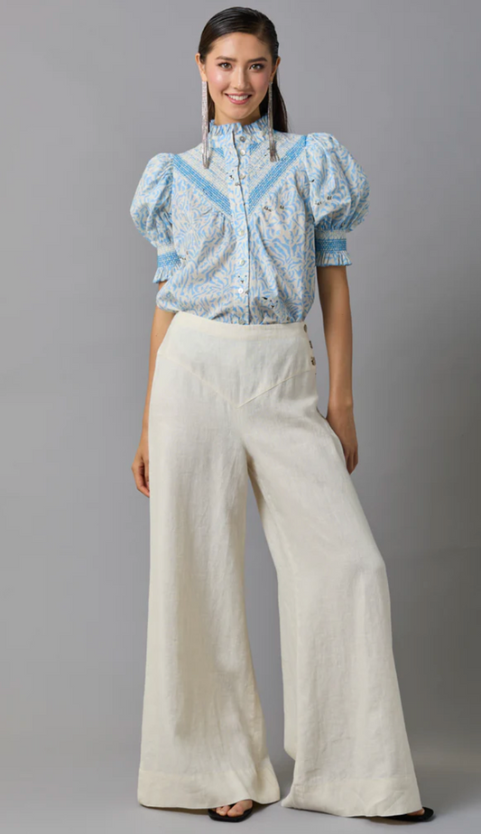 SHORT SLV SMOCKED SHIRT