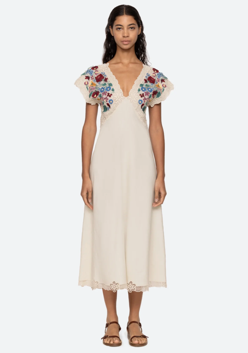 KATHARINE EMBROIDER VNECK DRESS