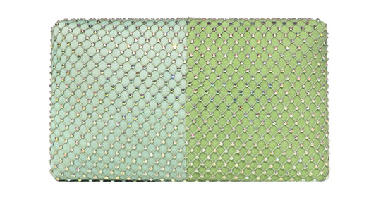 PISTACHIO FISHNET CRYSTAL CLUTCH