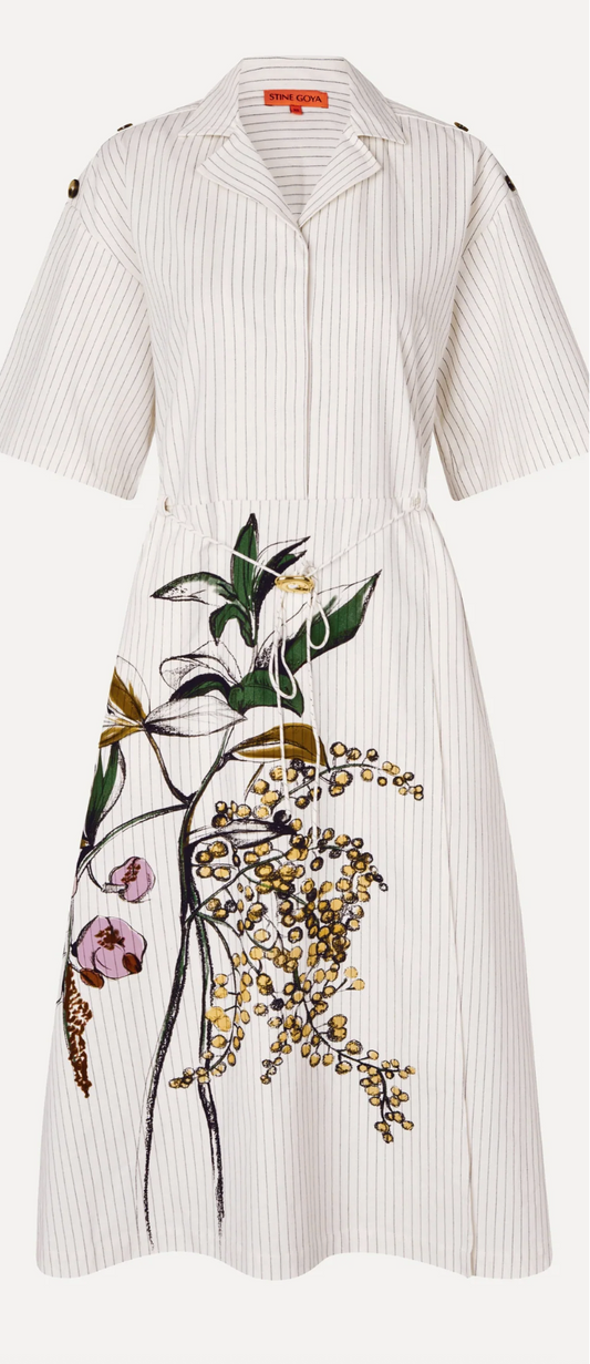 MIMOSA STRIPE MIDI DRESS