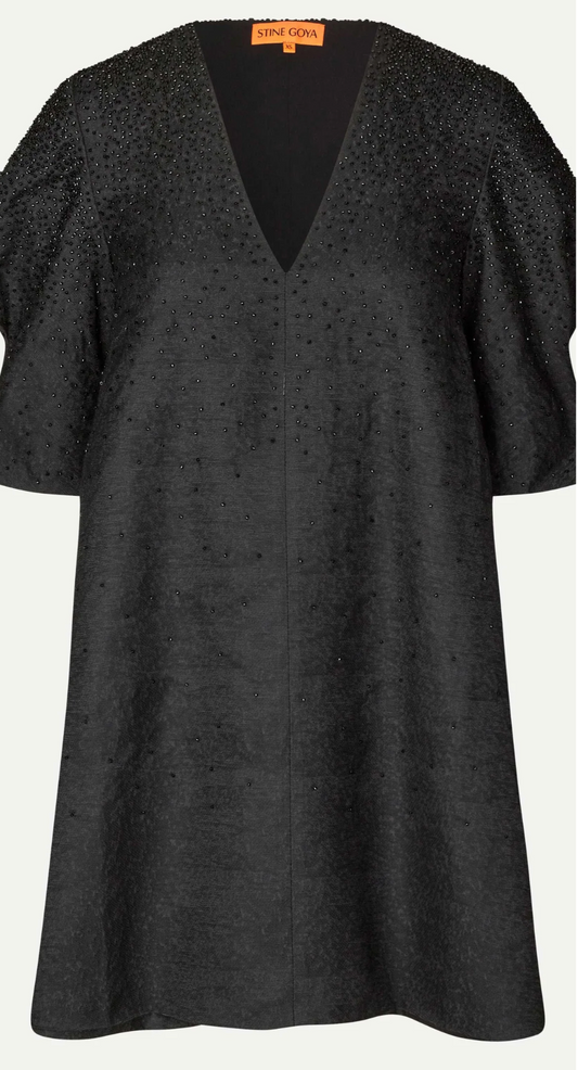 BEADED JACQUARD DRESS