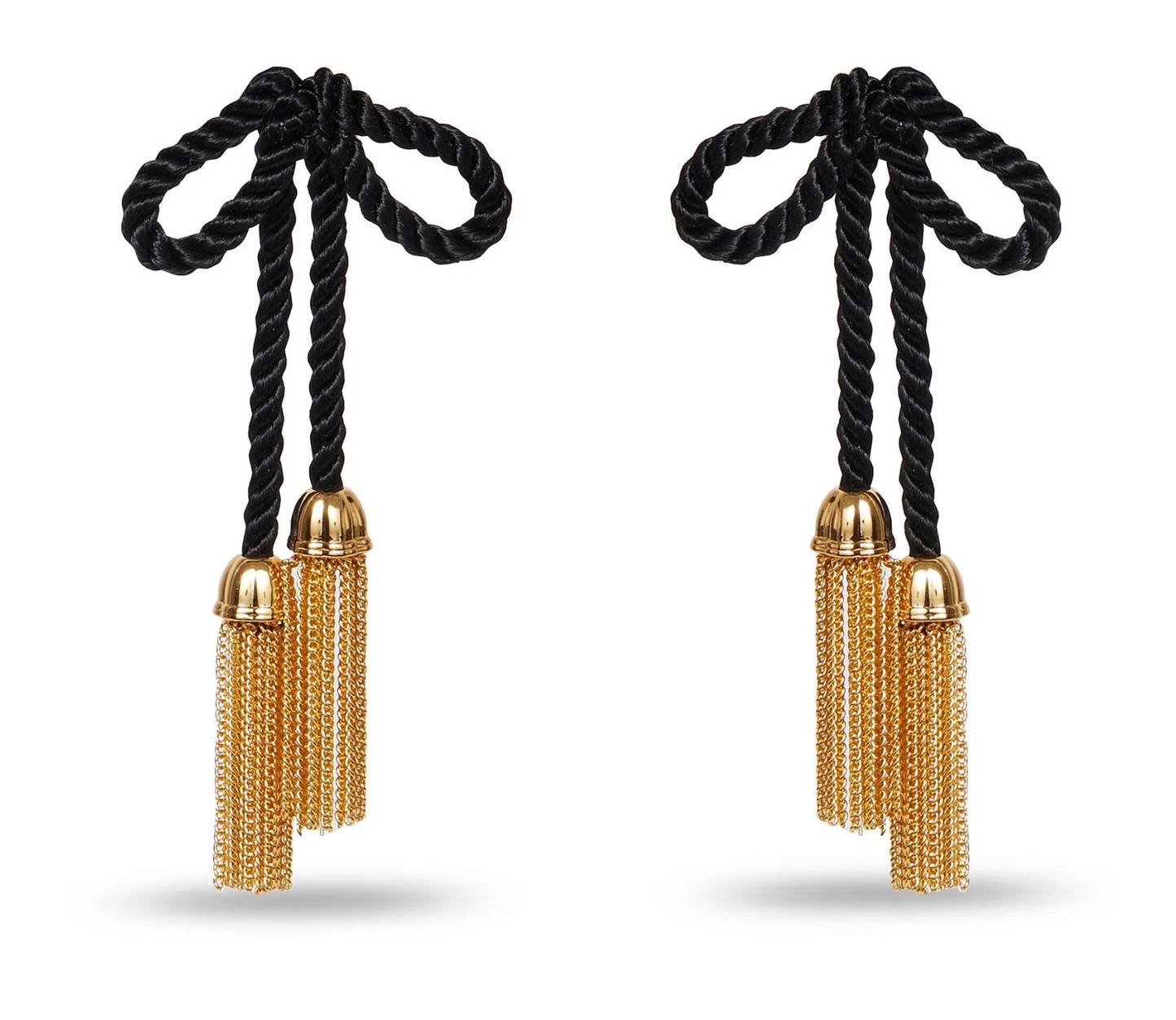 JET BOW TASSEL EARRING