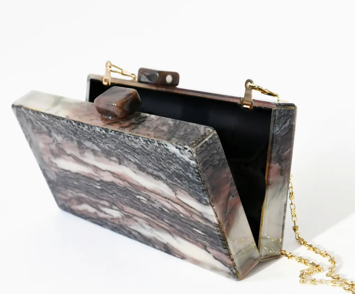 BROWN/BK/BEIGE CLUTCH