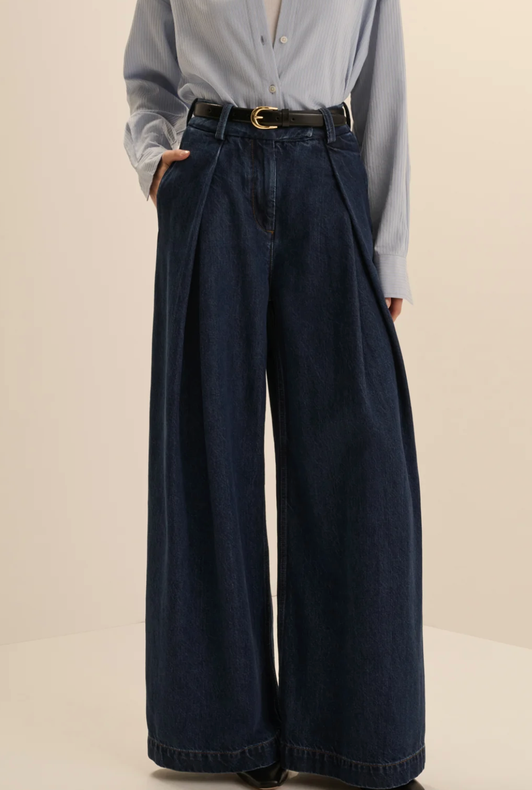 DENIM PLEAT PANT